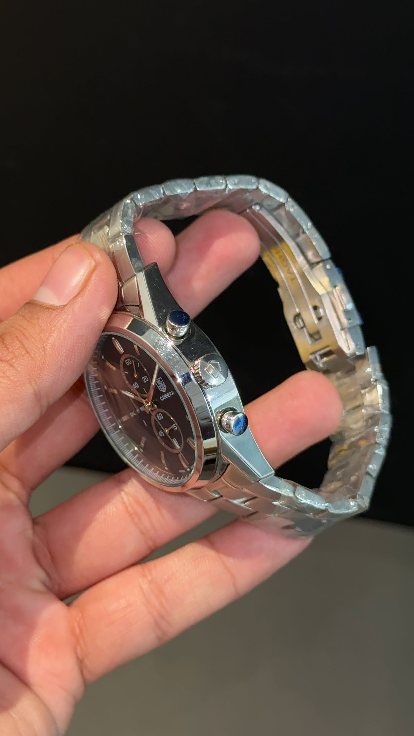 Tag AquaRacer | Silver Chain | Black Chrono Dial