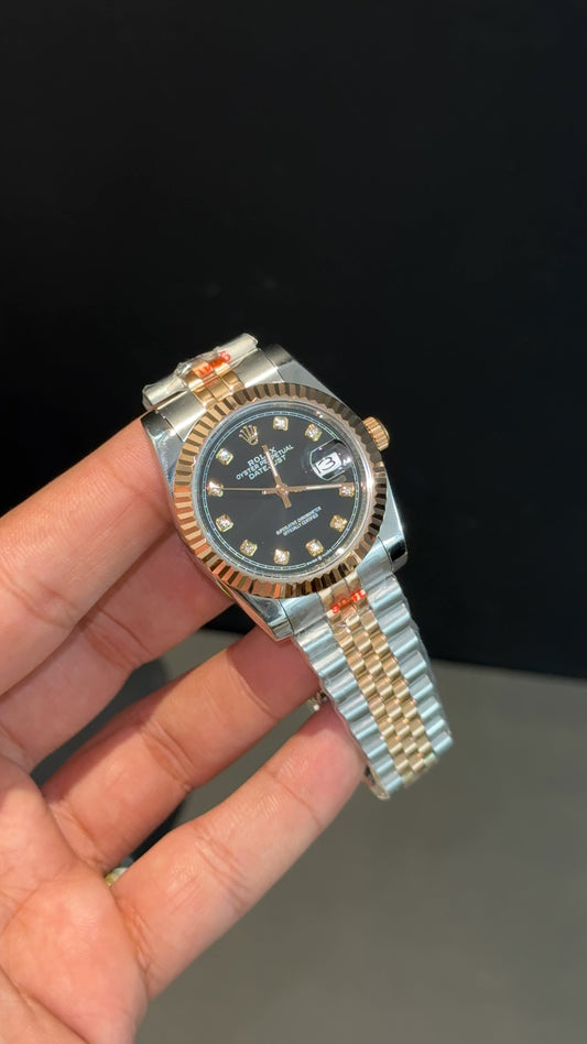 DateJust | 36mm | Rose Two Tone | Black Diamond Dial