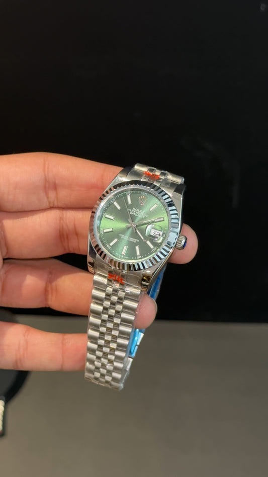 DateJust | 36mm | Silver Chain | Green Dial