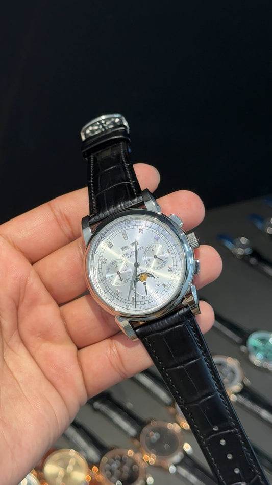 Patek Century | Auto | Diamond White Dial | Black  leather strap
