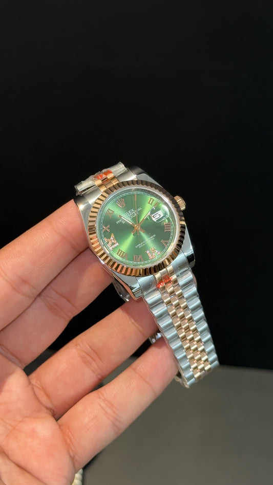 DateJust | 36mm | Rose Two Tone | Green Roman Dial