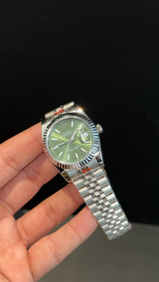DateJust | 36mm | Silver Chain | Green Texture Dial