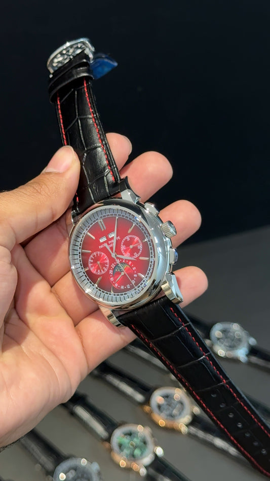Patek Century | Auto | Redish  Index Dial | Black leather strap