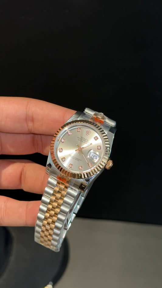 DateJust | 36mm | Rose Two Tone | Grey Peach Diamond Dial