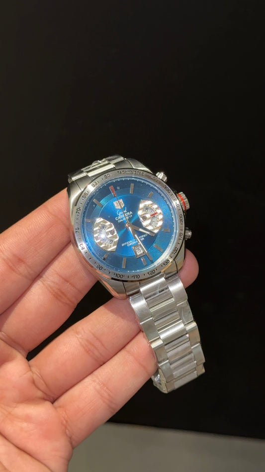 Tag Calibre 17 | Silver Chain | Blue  Dial
