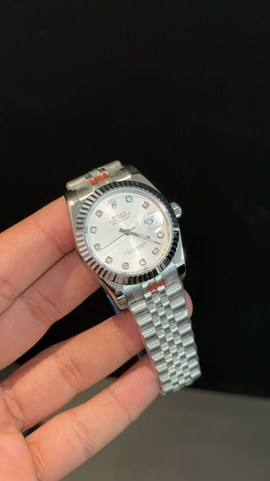 DateJust | 36mm | Silver Chain | White  Diamond Dial