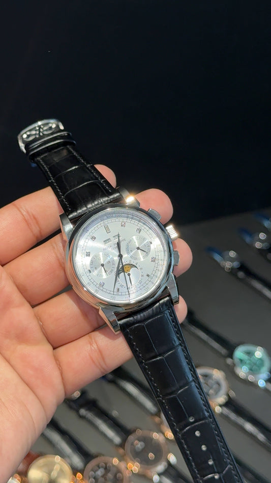 Patek Century | Auto | Diamond White Dial | Black  leather strap