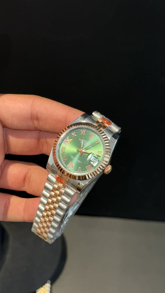 DateJust | 36mm | Rose Two Tone | Green Roman Dial