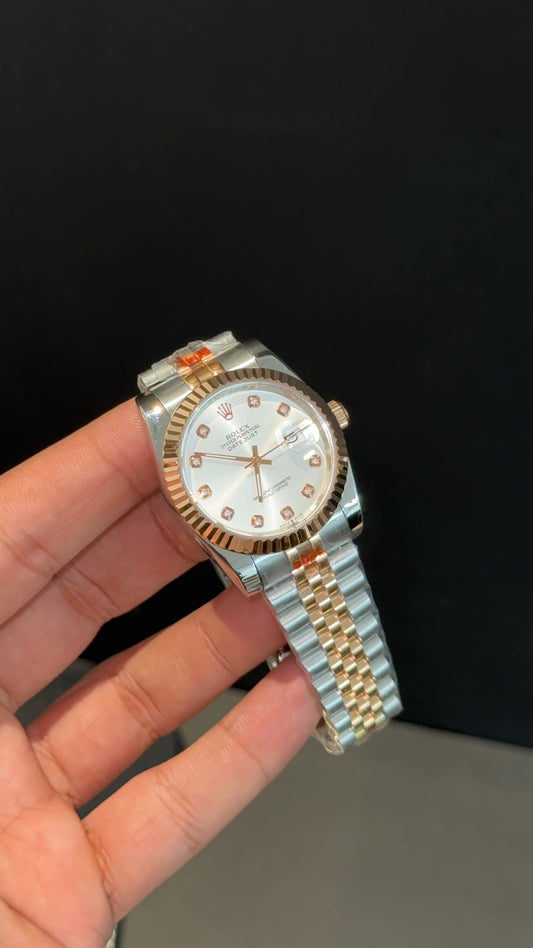 DateJust | 36mm | Rose Two Tone | Silver Peach Diamond Dial