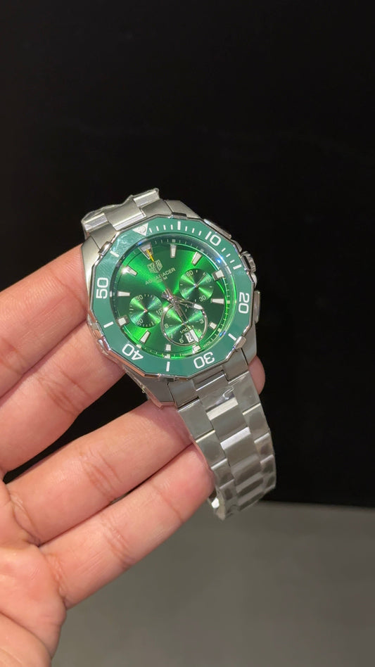 Tag AquaRacer | Silver Chain | Chrono | Green Dial