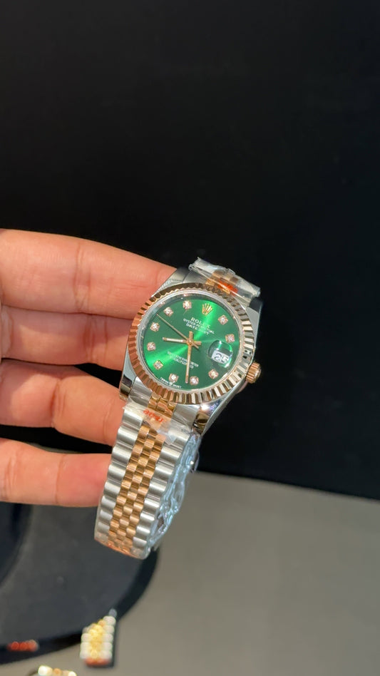 DateJust | 36mm |Rose Two Tone | Green Diamond Dial