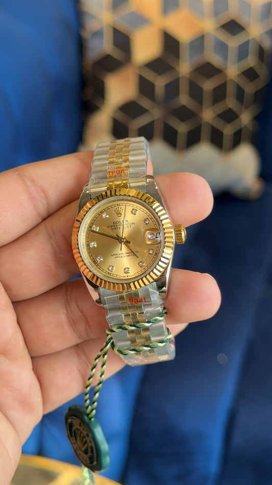 Datejust 27mm | Gold Two Tone | Gold Diamond Dial | Jubilee Chain