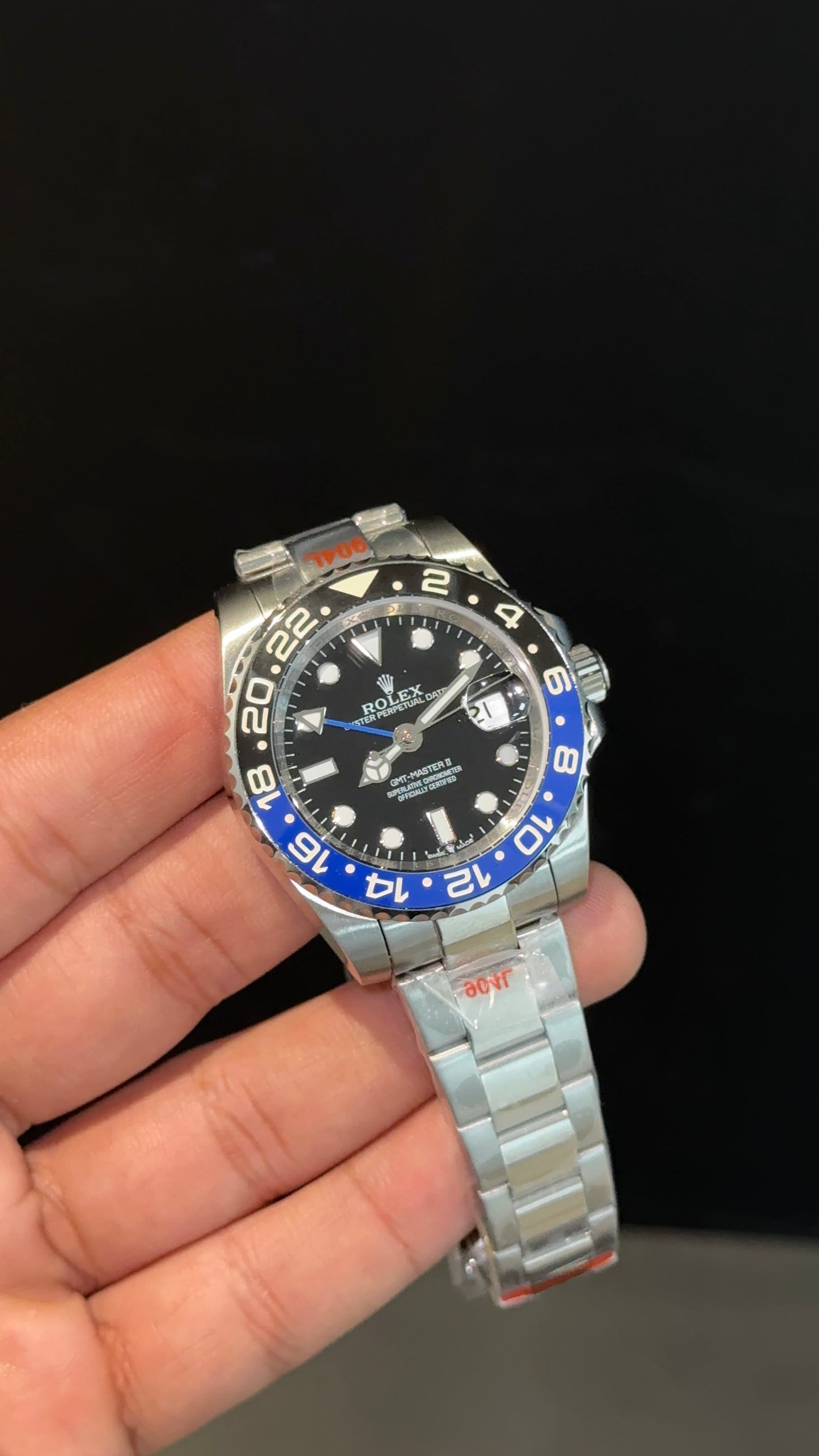 GMT Batman | Silver Oyester Chain | Black Dial
